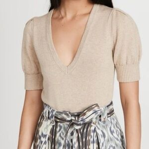 Ba&Sh Mathis jumper wool cotton beige v-neck sweater